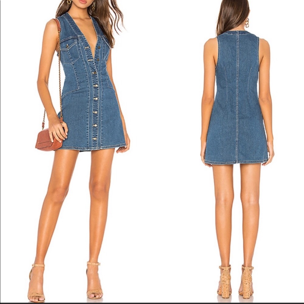 New Free People Wandering Star Denim Dress